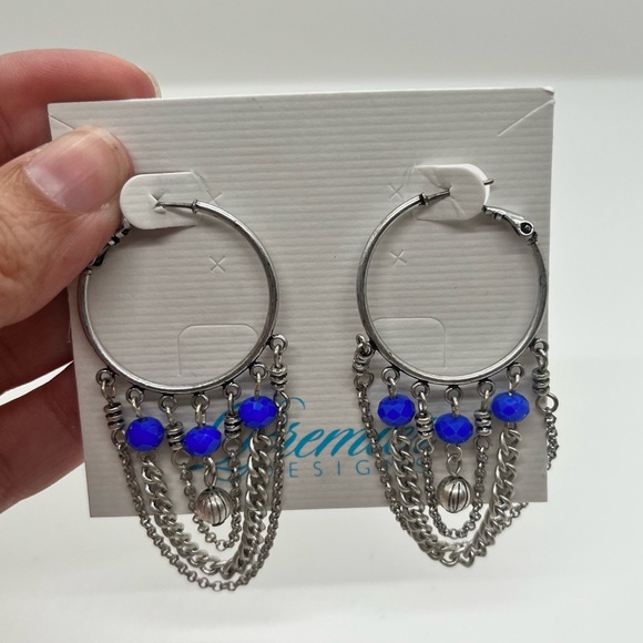 Premier Designs New Old Stock Necklace Earrings Set Silver Tone Rhinestones - Picture 2 of 6